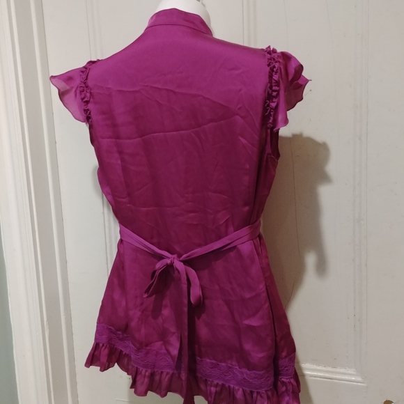 River Island UK Keyhole Tie Waist Blouse - Picture 3 of 8